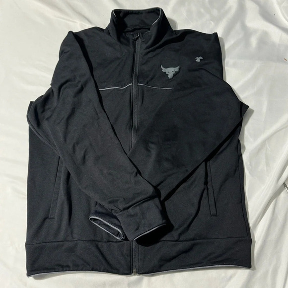 Under Armour Project Rock Full Zip Track Jacket Pockets Black Medium - Picture 1 of 11